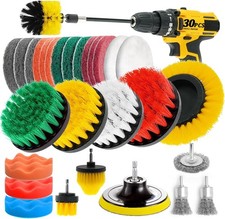 30-Pc Drill Brush Set: Power Scrubber for Bathroom, Floor, Car, Grout