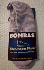 Bombas The Gripper Slipper Socks House Shoes Lavender Size M Non-Slip NWT