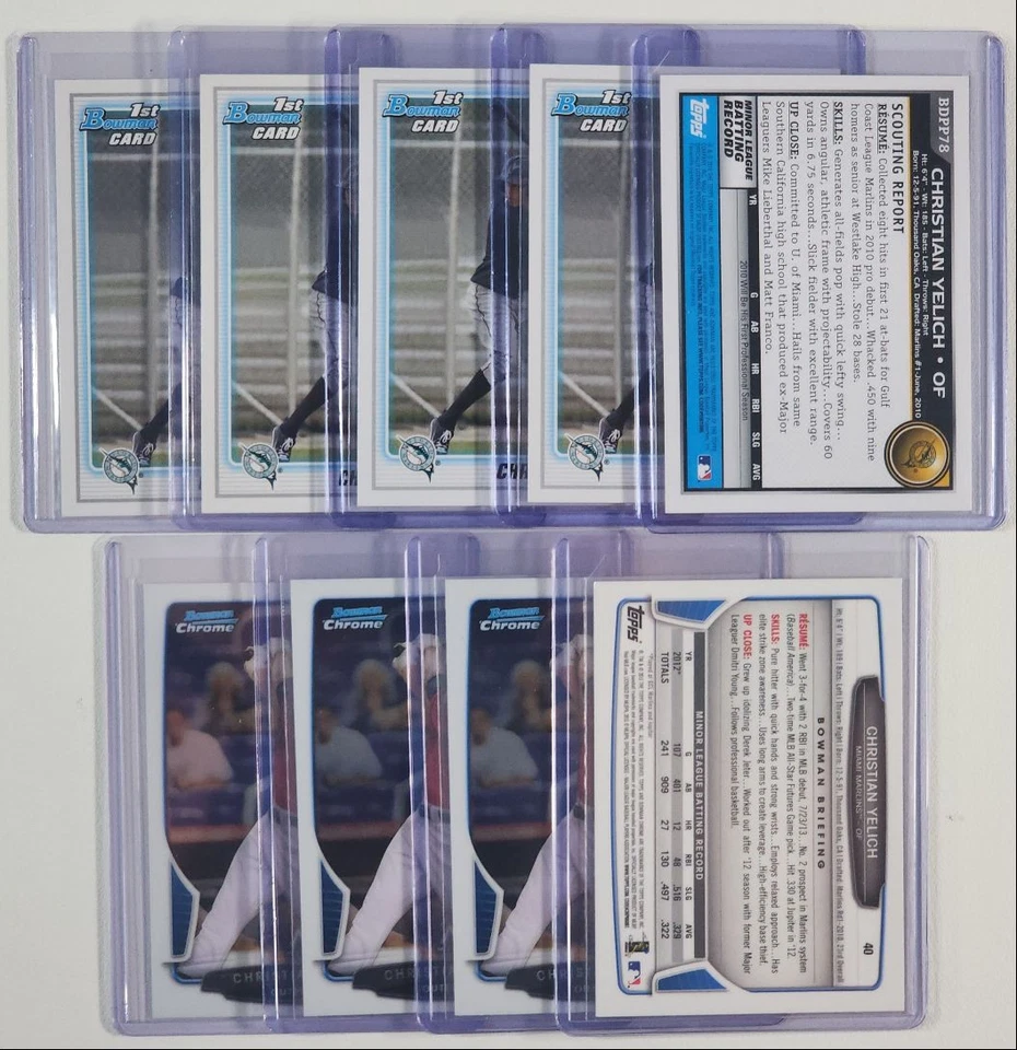 [9] CHRISTIAN YELICH 2013 BOWMAN CHROME 1ST ROOKIE BREWERS RC Q6002 - Image 2 of 2