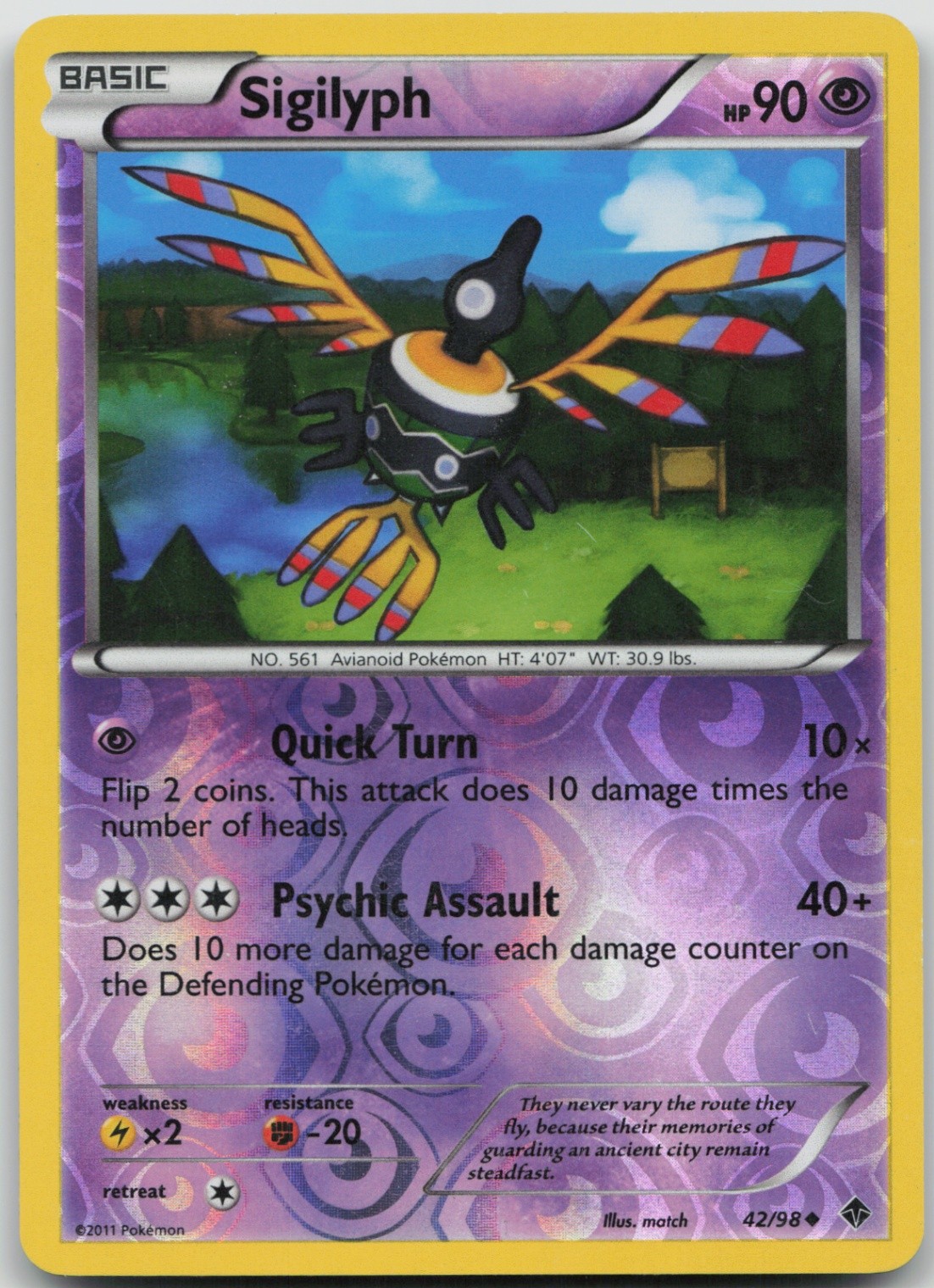 Sigilyph (42) 42/98 Uncommon Emerging Powers LP Reverse Holo