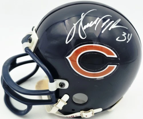 Walter Payton Signed Chicago Bears Blue Riddell Mini Helmet "34" Beckett