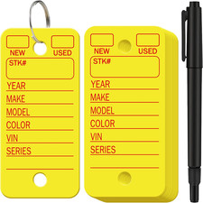 200 Pcs Poly Car Key Tags with 200 Pcs Rings and 2 Markers, Plastic Key Ring Tag