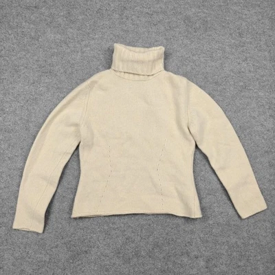 Barrie Sweater Womens 40 White 100% Cashmere Turtleneck Knit Made In Scotland