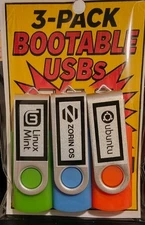 3 Pack Bootable Operating Systems - Mint, Zorin, Ubuntu. Live Linux Usbs 