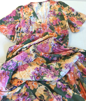 Nobody s Child Maxi Dress US4 Floral Tiered Flutter Sleeve Cottage Chic Prairie