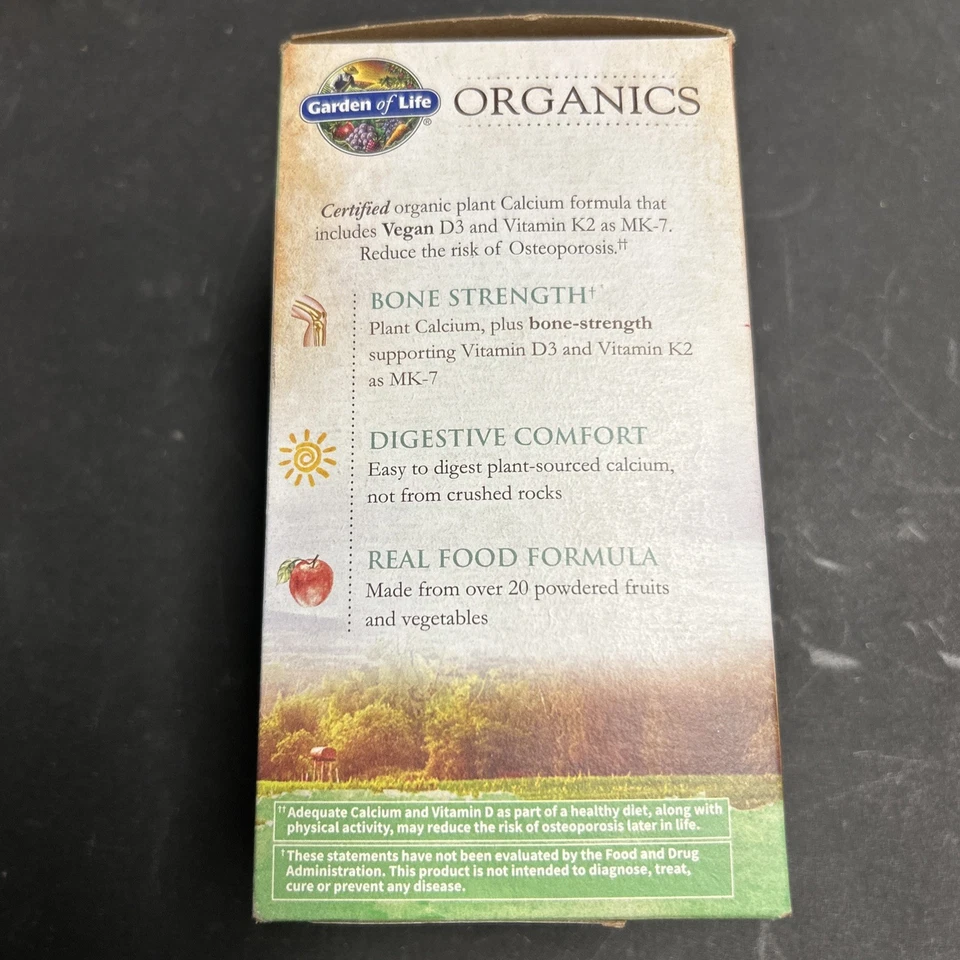 Garden of Life Mykind Organic Plant Calcium 180 Vegan Tablets Exp 09/26 - Image 4 of 4