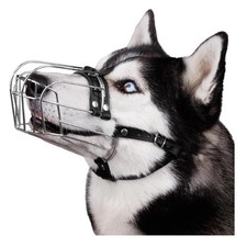 Adjustable Stainless Steel Dog Muzzle for Large Breeds - Husky  Doberman