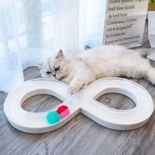 Interactive Cat Turntable Track W/2 Teasing Cat Ball,Self-Entertainment Play Mat