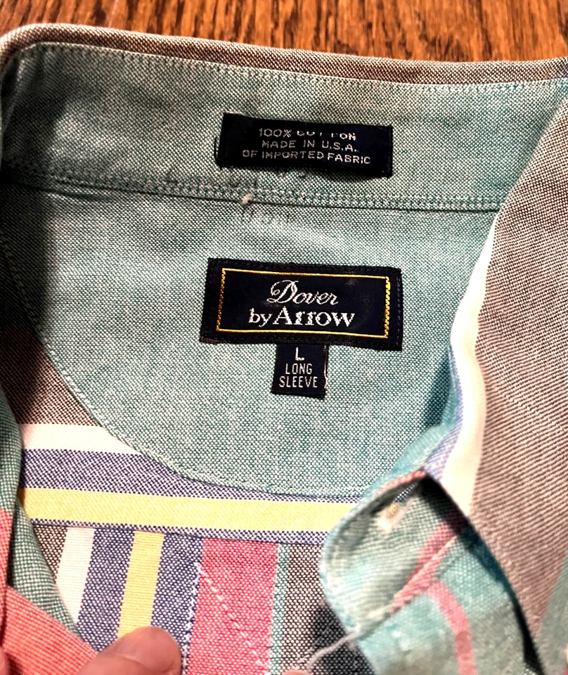 Vintage Brushpopper Western Shirt Large Arrow Dover Striped Cowboy - Image 3 of 3