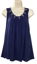 Naif Shirt Womens 1X Blue Sleeveless Sleeveless Pullover
