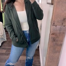 Terra & Sky Green Zippered Jacket Hooded Size 14w New With Tags