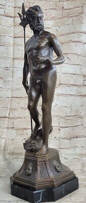 Große Vintage Bronze Guss Skulptur, Poseidon Neptun, King Der See Hautfarben Dea