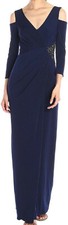  Laundry by Shelli Segal Blue Cold Shoulder Gown Dress  Sz 4  $325  *456   