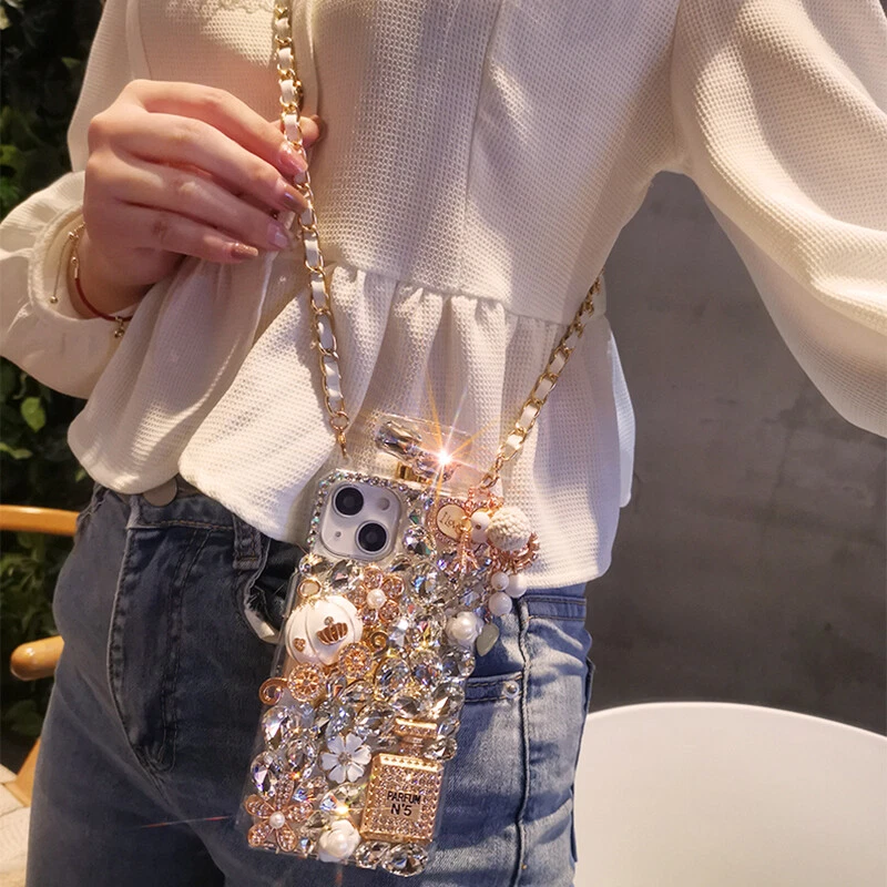 Funda Diamante Botella Perfume Brillante Brillante Para iPhone 17 16 15 14 13 12 11 X 8 7 Foto 4 de 4