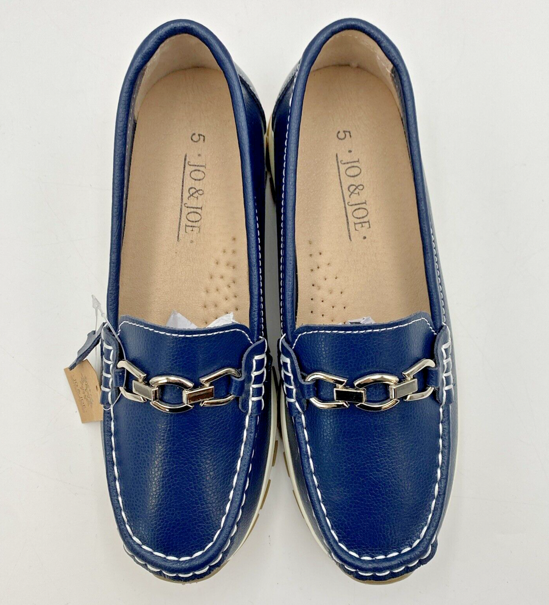 Jo Joe Ladies Leather Slip on Dark Blue Shoes Loafers Ipanema