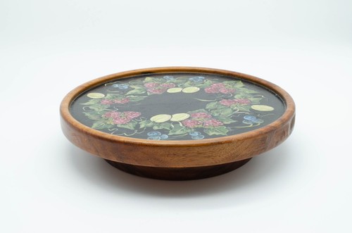 Hardwood Hand painted Wooden Lazy Susan Blueberries Gooseberries Raspberries Vin - Picture 8 of 9