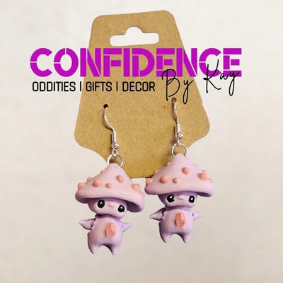 Mushie Mushroom Pixie Fairy Earrings Hypoallergenic: 3D Printed, Hand-painted