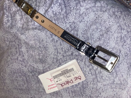 Brighton 44203 Alligator Grain Leather Silver/Gold Metal Women's Black Belt Sz S - Picture 2 of 5