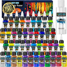 42 Color Airbrush Paint Set w/ 120ml Thinner,Iridescent,Neon,Metallic for Artist