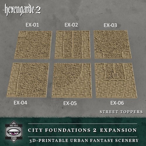 Hexengarde 2 Street Cobblestone Boardwalk Tiles Risers 6in Mordheim D&D Terrain - Picture 2 of 6