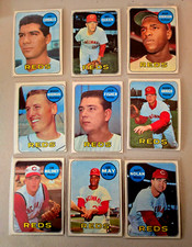 Lot of 9 1969 Topps Cincinnati Reds VINTAGE baseball Cards LEE MAY, GARY NOLAN
