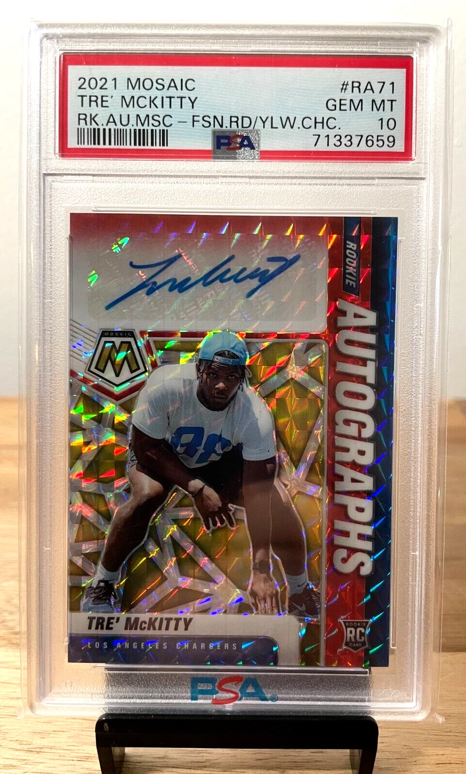 Tre' McKitty Panini Mosaic Rookie Autographs Mosaic #RA71 Fusion Red/Yellow Choice