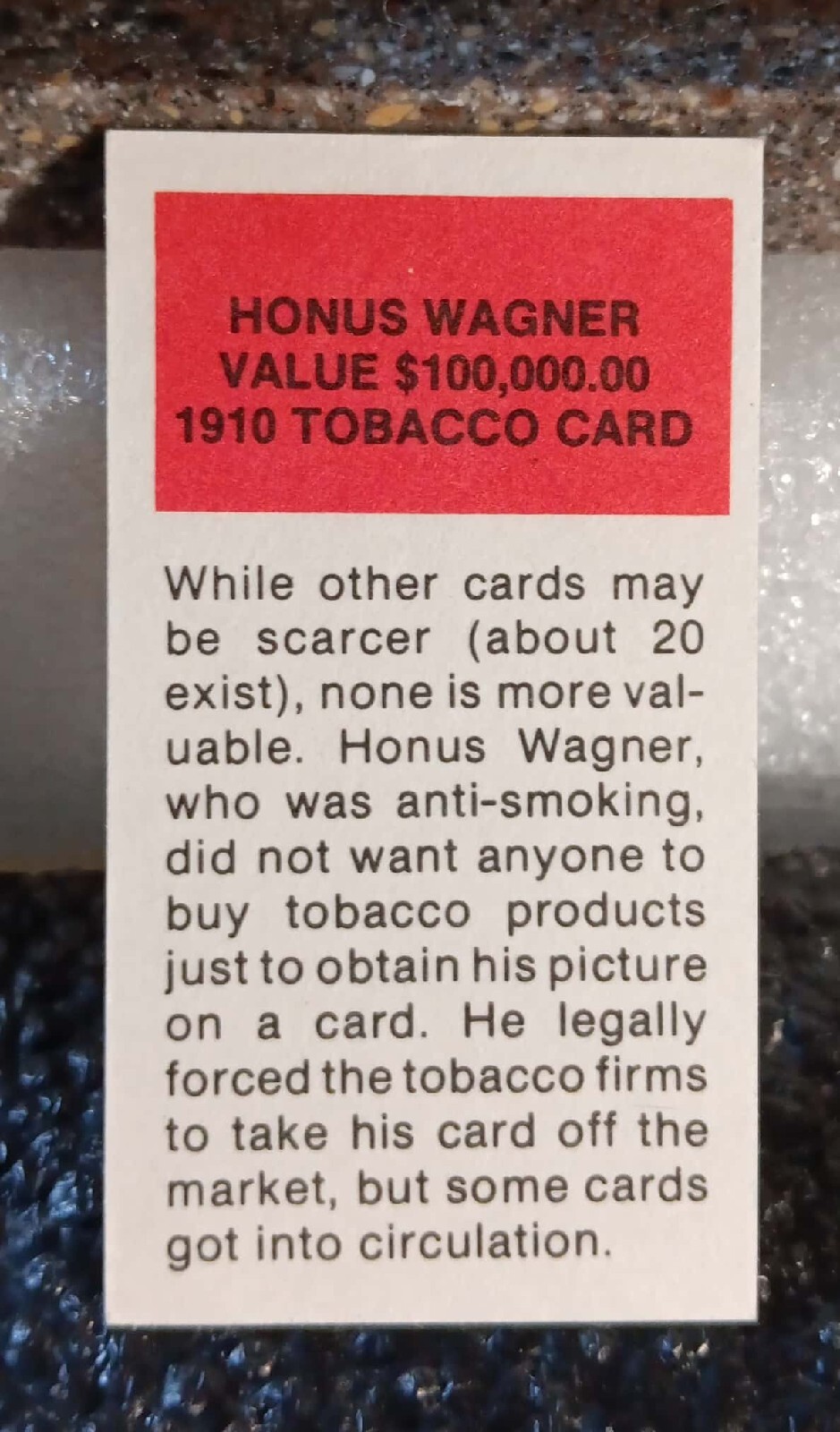 Honus Wagner 1910 Tobacco Card REPRINT 100,000 Back eBay