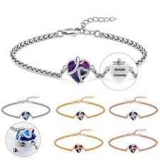 Stainless Steel Adjustable Chain Link Memory Bracelet Crystal Urn Pendant Ashes