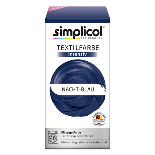 Peinture textile SIMPLICOL INTENSE tout en 1 NUIT BLEU couleur avec poudre fixatrice - Photo 2 sur 2