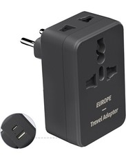 European Travel Plug Adapter, International Power Plug with USB C, USB A Ports