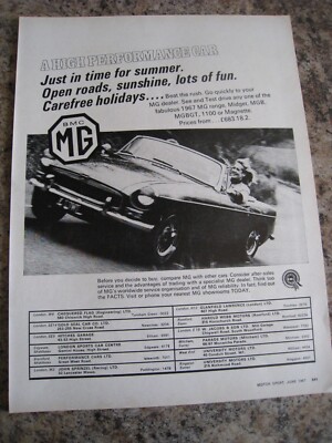 BMC MG HOCHLEISTUNGSWAGEN BESIEGTE DEN RUSH 1967 WERBUNG A4 GRÖSSE FILE 24