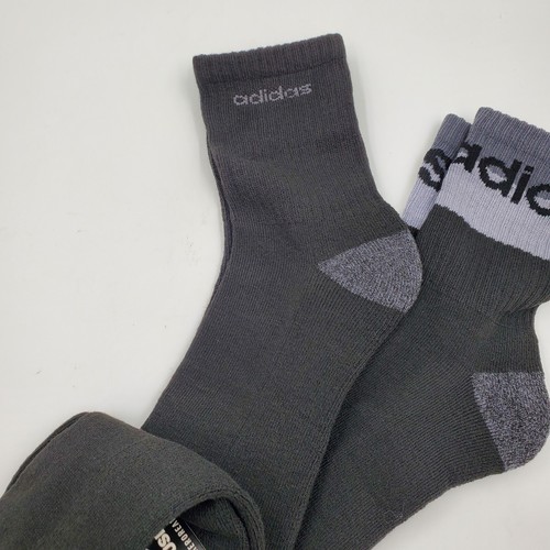 3 Pair Adidas High Quarter Socks, Men's Shoe Size 6-12, Black, Gray, L35 MP - Picture 4 of 5