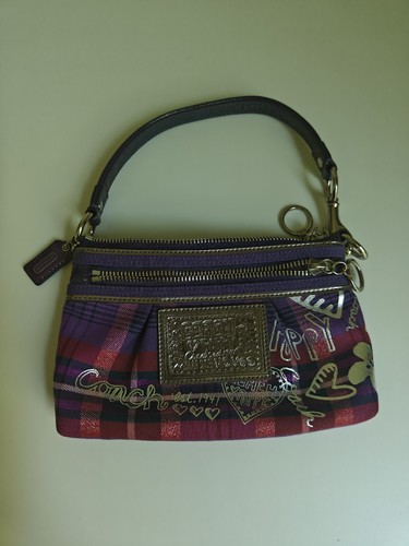 COACH Purple & Pink Plaid Poppy Purse