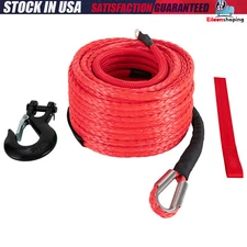 1/2x85ft Synthetic Winch Rope 31500LBS w/ Hook Truck Car Tow Recovery Cable
