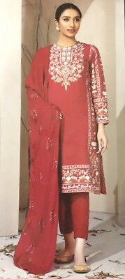 Pakistanischer Designer Unstitch Double Paste Printe Khaddar Suit Original Lime Light