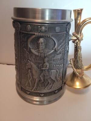 Robert E Lee Pewter Commemorative Stein Franklin Mint 1989 . Excellent Condition