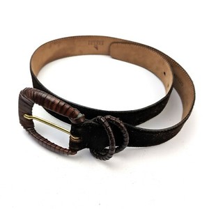 De-Vecchi-by-Hamilton-Hodge-Brown-Suede-Leather-Belt-Italy-Size-27-Medium