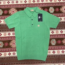 Gabicci Vintage Jackson Knitted Polo Shirt VERDE Green V00GK04 80's Mod casual