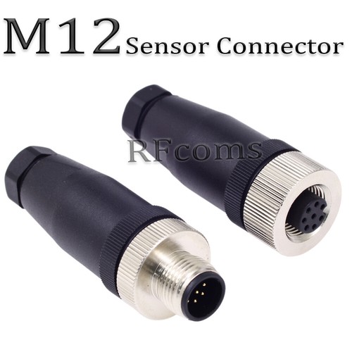 M12 Connector 8 Pins Sensor Adapter Male/Female Straight Waterproof PG7 PG9 Plug - Picture 3 of 7