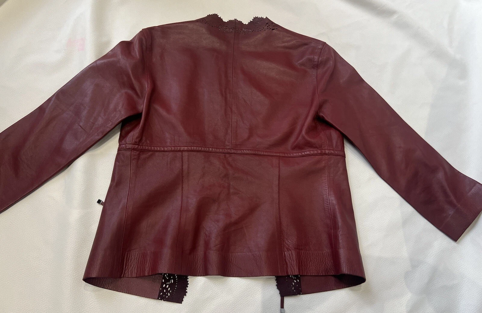 Gucci Tom Ford Giacca in pelle bordeaux taglio laser bordeaux 38 raro pezzo vintage