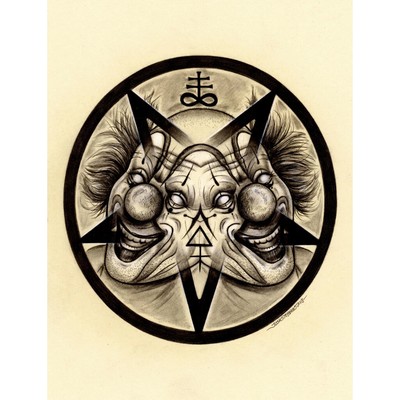 amusement in the abyss by josh stebbins pentagram clowns gothic canvas art print ebay amusement in the abyss