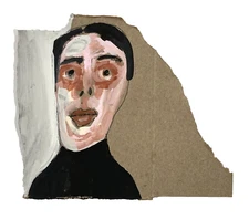 Original Outsider Art Primitive Man Naive Portrait Painting Silly Quirky Art