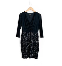 Laundry by Shelli Segal Embellished Dress Black Size 4 Sequins Stretch Bodycon