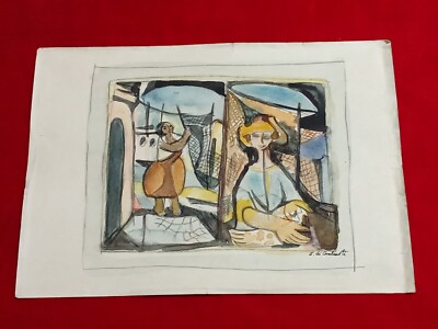 Edi Cavalcanti Drawing on paper (Handmade) signed and stamped mixed media.