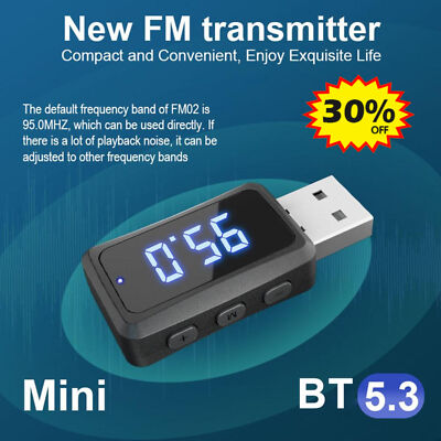 USB-Bluetooth 5.3 Wireless-Car FM Transmitter Aux Stereo Audio Receiver Adapter