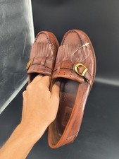 VTG 1980s-90s 8M Basic Editions Brown Leather Kiltie Buckle Loafers Shoes BRAZIL