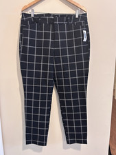 Old Navy Pixie High Rise Slim Skinny Plaid Dress Pants Black White Stretch