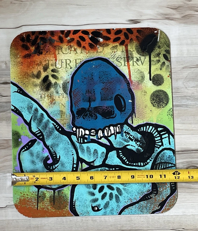 Граффити картина на большой металлический уличный знак оригинальное искусство - природа сохранить 14 x 12 - Изображение 4 из 4