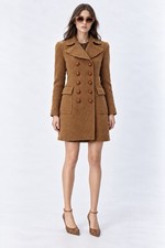 Dolce & Gabbana Camel Brown 100% Wool Double Breasted Fitted Coat Size IT 44 S M