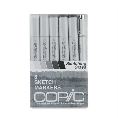 CPIC-SKST-52624 Copic Sketch Marker Sketching Grays 6Pc Set
